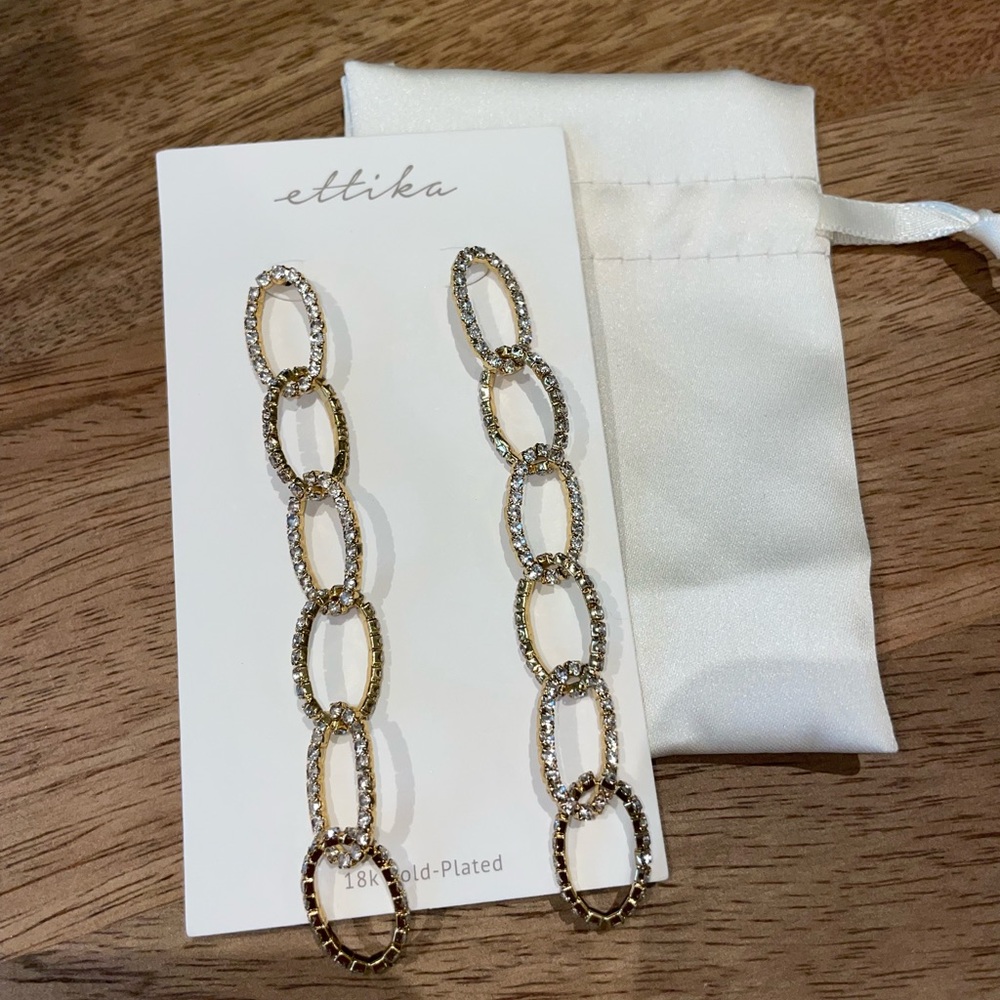Gold diamond drop earrings - 18K gold plated